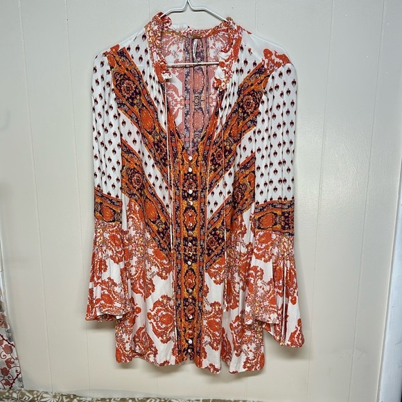 Free People Magic Mystery Tunic Shirt Womens Small Boho Cottagecore Mini Dress - Picture 1 of 8